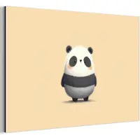 MuchoWow Aluminium schilderij 30x20 cm - Wanddecoratie metaal - Panda - Beige - Minimalistisch - Metalen muurdecoratie woonkamer - Decoratie industrieel - Foto op dibond - Industriële accessoires slaapkamer