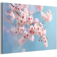 MuchoWow Aluminium schilderij 30x20 cm - Wanddecoratie metaal - Takken - Bloesems - Roze - Metalen muurdecoratie woonkamer - Decoratie industrieel - Foto op dibond - Industriële accessoires slaapkamer