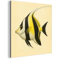 MuchoWow Aluminium schilderij 20x20 cm - Wanddecoratie metaal - Vis - Sierlijk - Rugvin - Geel - Metalen muurdecoratie woonkamer - Decoratie industrieel - Foto op dibond - Industriële accessoires slaapkamer
