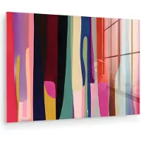 MuchoWow Glasschilderij 90x60 cm - Schilderij acrylglas - Kleurbanen - Verticaal - Kleurrijk - Foto op glas - Muurdecoratie woonkamer - Wanddecoratie slaapkamer - Schilderijen