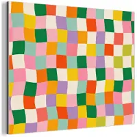 MuchoWow Aluminium schilderij 40x30 cm - Wanddecoratie metaal - Vierkanten - Kleurrijk - Golvend - Metalen muurdecoratie woonkamer - Decoratie industrieel - Foto op dibond - Industriële accessoires slaapkamer