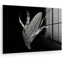 MuchoWow Glasschilderij 120x80 cm - Schilderij acrylglas - Maïskolf - Glanzend metaal - Elegant - Foto op glas - Muurdecoratie woonkamer - Wanddecoratie slaapkamer - Schilderijen