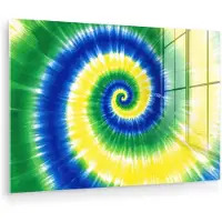 MuchoWow Glasschilderij 30x20 cm - Schilderij acrylglas - Spiraal - Groen - Draaiend - Foto op glas - Muurdecoratie woonkamer - Wanddecoratie slaapkamer - Schilderijen