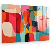 MuchoWow Glasschilderij 120x80 cm - Schilderij acrylglas - Vormen - Kleurrijk - Abstract - Vlakken - Foto op glas - Muurdecoratie woonkamer - Wanddecoratie slaapkamer - Schilderijen