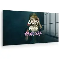 MuchoWow Glasschilderij 40x20 cm - Schilderij acrylglas - Vrouw - Roos - Quote - Foto op glas - Muurdecoratie woonkamer - Wanddecoratie slaapkamer - Schilderijen