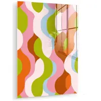 MuchoWow Glasschilderij 30x40 cm - Schilderij acrylglas - Abstract - Vormen - Roze - Foto op glas - Muurdecoratie woonkamer - Wanddecoratie slaapkamer - Schilderijen