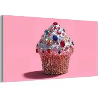 MuchoWow Aluminium schilderij 120x60 cm - Wanddecoratie metaal - Cupcake - Kleurrijk - Edelstenen - Metalen muurdecoratie woonkamer - Decoratie industrieel - Foto op dibond - Industriële accessoires slaapkamer
