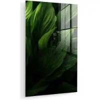 MuchoWow Glasschilderij 20x30 cm - Schilderij acrylglas - Bladeren - Schaduw - Groen - Textuur - Foto op glas - Muurdecoratie woonkamer - Wanddecoratie slaapkamer - Schilderijen