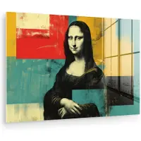 MuchoWow Glasschilderij 120x80 cm - Schilderij acrylglas - Vrouw - Kleurvlakken - Klassieke schilderkunst - Foto op glas - Muurdecoratie woonkamer - Wanddecoratie slaapkamer - Schilderijen