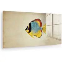 MuchoWow Glasschilderij 120x60 cm - Schilderij acrylglas - Kleurrijk - Vis - Schubben - Illustratie - Foto op glas - Muurdecoratie woonkamer - Wanddecoratie slaapkamer - Schilderijen