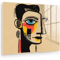MuchoWow Glasschilderij 40x30 cm - Schilderij acrylglas - Geometrisch - Felle kleuren - Kubistische stijl - Foto op glas - Muurdecoratie woonkamer - Wanddecoratie slaapkamer - Schilderijen