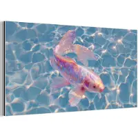 MuchoWow Aluminium schilderij 80x40 cm - Wanddecoratie metaal - Vis - Water - Blauw - Licht - Metalen muurdecoratie woonkamer - Decoratie industrieel - Foto op dibond - Industriële accessoires slaapkamer