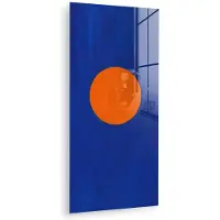 MuchoWow Glasschilderij 40x80 cm - Schilderij acrylglas - Vorm - Rond - Minimalistisch - Blauw - Foto op glas - Muurdecoratie woonkamer - Wanddecoratie slaapkamer - Schilderijen