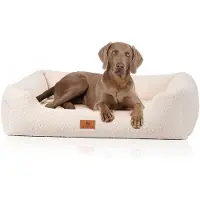 Knuffelwuff orthopedisch hondenbed Wollekopp van knuffelzacht teddymateriaal XXL 120 x 85cm Beige