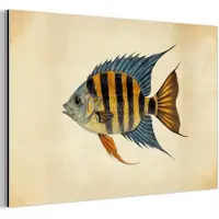 MuchoWow Aluminium schilderij 60x40 cm - Wanddecoratie metaal - Vis - Tropisch - Strepen - Vinnen - Metalen muurdecoratie woonkamer - Decoratie industrieel - Foto op dibond - Industriële accessoires slaapkamer