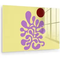 MuchoWow Glasschilderij 30x20 cm - Schilderij acrylglas - Koraal - Cirkel - Abstract - Geel - Foto op glas - Muurdecoratie woonkamer - Wanddecoratie slaapkamer - Schilderijen