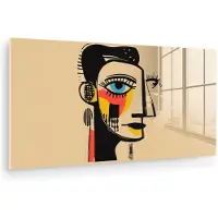 MuchoWow Glasschilderij 40x20 cm - Schilderij acrylglas - Geometrisch - Felle kleuren - Kubistische stijl - Foto op glas - Muurdecoratie woonkamer - Wanddecoratie slaapkamer - Schilderijen