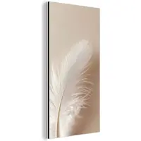 MuchoWow Aluminium schilderij 20x40 cm - Wanddecoratie metaal - Veer - Minimalistisch - Roze - Metalen muurdecoratie woonkamer - Decoratie industrieel - Foto op dibond - Industriële accessoires slaapkamer
