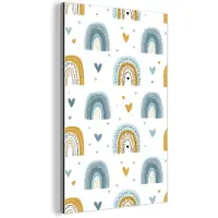 MuchoWow Aluminium schilderij 20x30 cm - Wanddecoratie metaal - Patroon - Regenboog - Hartjes - Metalen muurdecoratie woonkamer - Decoratie industrieel - Foto op dibond - Industriële accessoires slaapkamer