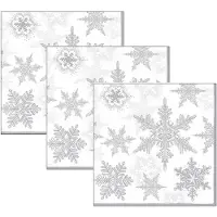 Ambiente Kerstservetten - 60x - winter wit - sneeuwvlokken - 33 x 33 cm - 3 laags - papieren diner / buiten BBQ / gourmet servetten