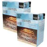 Luca Lighting Kerstverlichting - 2x - 1512 lampjes - afstandsbediening - warm wit - 9.7 m - clusterverlichting