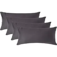 Homescapes Luxe Satijn Kussensloop 40x80 cm – Antracietgrijs – Set van 4 – 100% Egyptisch Katoen Satijn – Draaddichtheid 1000