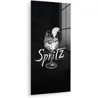 MuchoWow Glasschilderij 80x160 cm - Schilderij acrylglas - Glas spritz - Krijtletters - Ijsblokjes - Citroen - Foto op glas - Muurdecoratie woonkamer - Wanddecoratie slaapkamer - Schilderijen