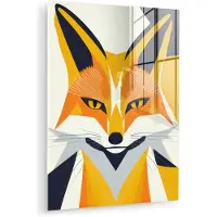 MuchoWow Glasschilderij 30x40 cm - Schilderij acrylglas - Vos - Oranje - Abstract - Driehoeken - Foto op glas - Muurdecoratie woonkamer - Wanddecoratie slaapkamer - Schilderijen