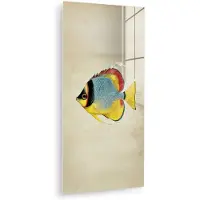 MuchoWow Glasschilderij 20x40 cm - Schilderij acrylglas - Kleurrijk - Vis - Schubben - Illustratie - Foto op glas - Muurdecoratie woonkamer - Wanddecoratie slaapkamer - Schilderijen