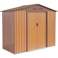 Sweeek - Metalen tuinhuis 2,71 m² - schuur met dubbele schuifdeuren, kit voor vloerbevestiging inbegrepen, l 213 x b 131 x h 185cm - houtland