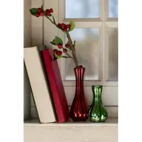 J-Line vaas Soliflore - verre - rood/groen - small - 2 stuks