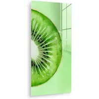 MuchoWow Glasschilderij 20x40 cm - Schilderij acrylglas - Kiwi - Groen - Fris - Foto op glas - Muurdecoratie woonkamer - Wanddecoratie slaapkamer - Schilderijen