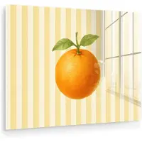 MuchoWow Glasschilderij 40x30 cm - Schilderij acrylglas - Sinaasappel - Strepen - Oranje - Zomers - Foto op glas - Muurdecoratie woonkamer - Wanddecoratie slaapkamer - Schilderijen