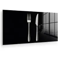 MuchoWow Glasschilderij 80x40 cm - Schilderij acrylglas - Bestek - Klassiek - Elegant - Foto op glas - Muurdecoratie woonkamer - Wanddecoratie slaapkamer - Schilderijen
