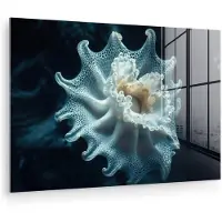 MuchoWow Glasschilderij 30x20 cm - Schilderij acrylglas - Zeewezen - Wit - Golven - Water - Foto op glas - Muurdecoratie woonkamer - Wanddecoratie slaapkamer - Schilderijen