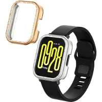 Kwmobile 2x kunststof horloge rand bescherming geschikt voor Xiaomi Redmi Watch 5 Active Beschermhoes - Glitter beschermhoesje zilver / roségoud
