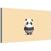 MuchoWow Aluminium schilderij 80x40 cm - Wanddecoratie metaal - Panda - Beige - Minimalistisch - Metalen muurdecoratie woonkamer - Decoratie industrieel - Foto op dibond - Industriële accessoires slaapkamer