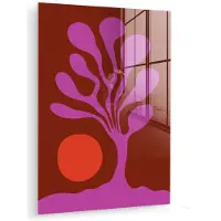 MuchoWow Glasschilderij 90x120 cm - Schilderij acrylglas - Boom - Paars - Cirkel - Vloeiend - Foto op glas - Muurdecoratie woonkamer - Wanddecoratie slaapkamer - Schilderijen