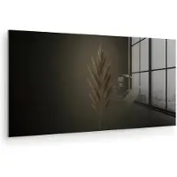 MuchoWow Glasschilderij 160x80 cm - Schilderij acrylglas - Tak - Pluimgras - Donkerbruin - Foto op glas - Muurdecoratie woonkamer - Wanddecoratie slaapkamer - Schilderijen