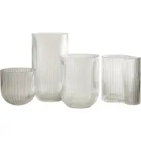 J-Line vaas Gestreept - glas - transparant - large