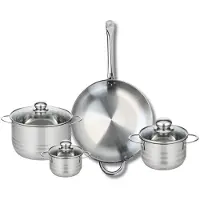 Fackelmann Set van 1 Koekenpan 32 cm en 3 kookpotten 12, 16 en 20 cm Elo Profi Brillant