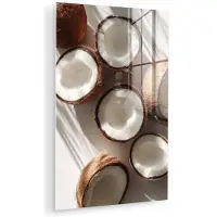 MuchoWow Glasschilderij 40x60 cm - Schilderij acrylglas - Kokosnoten - Bruin - Shaduw - Foto op glas - Muurdecoratie woonkamer - Wanddecoratie slaapkamer - Schilderijen