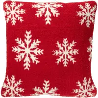 J-Line kussen Sneeuwvlokken - polyresin - rood/wit