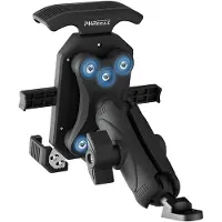 Phreeze Telefoonhouder Motor - Aluminium - Spiegelmontage - Trillingsvrij - Waterdicht - Schokdemper - Universeel - Zwart