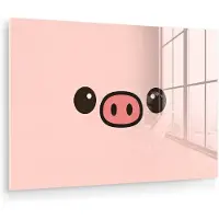 MuchoWow Glasschilderij 120x80 cm - Schilderij acrylglas - Varken - Roze - Minimalistisch - Foto op glas - Muurdecoratie woonkamer - Wanddecoratie slaapkamer - Schilderijen