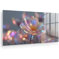 MuchoWow Glasschilderij 120x60 cm - Schilderij acrylglas - Bloem - Transparant - Pastelkleuren - Druppels - Foto op glas - Muurdecoratie woonkamer - Wanddecoratie slaapkamer - Schilderijen