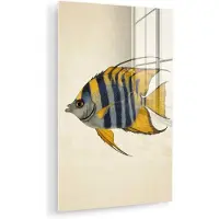 MuchoWow Glasschilderij 40x60 cm - Schilderij acrylglas - Vis - Sierlijk - Vinnen - Illustratie - Foto op glas - Muurdecoratie woonkamer - Wanddecoratie slaapkamer - Schilderijen