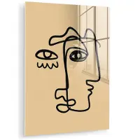 MuchoWow Glasschilderij 30x40 cm - Schilderij acrylglas - Overlappende profielen - Lichtbruin - Zwart - Foto op glas - Muurdecoratie woonkamer - Wanddecoratie slaapkamer - Schilderijen