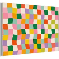 MuchoWow Aluminium schilderij 30x20 cm - Wanddecoratie metaal - Vierkanten - Kleurrijk - Golvend - Metalen muurdecoratie woonkamer - Decoratie industrieel - Foto op dibond - Industriële accessoires slaapkamer