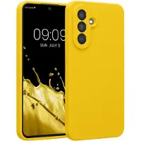 Kwmobile telefoonhoesje geschikt voor Samsung Galaxy A56 5G - TPU backcover met siliconen coating - Smartphone case in stralend geel